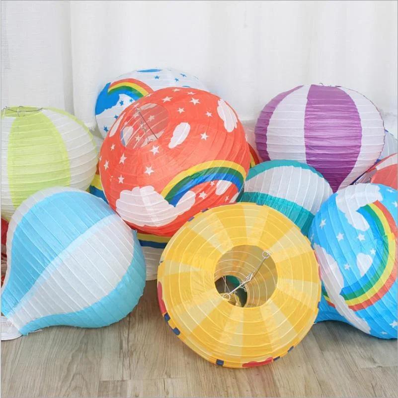 1PC Santa Claus Elk Hot Air Balloon 12 Inch Paper Lantern Lampshade DIY Crafts Ceiling Hanging Xmas Decorations Party Supplies