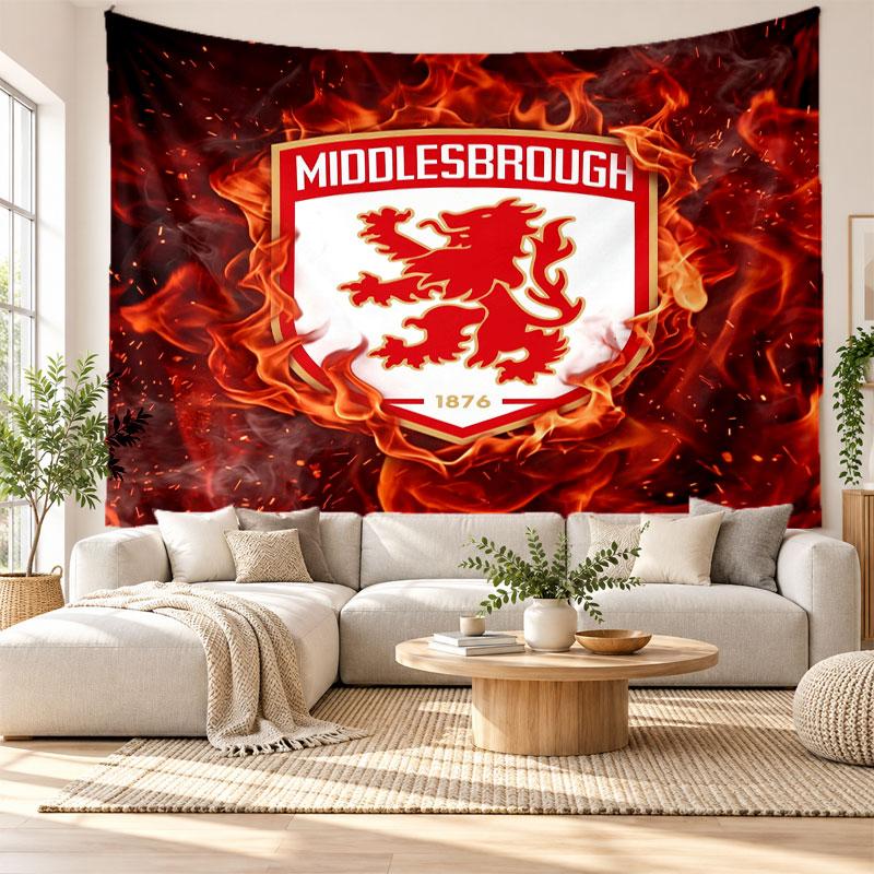 Middlesbrough FC Wandteppich, Weiches Stoff-Wandbehang, Dekorative Kulisse Für Schlafzimmer Heimwandkunst