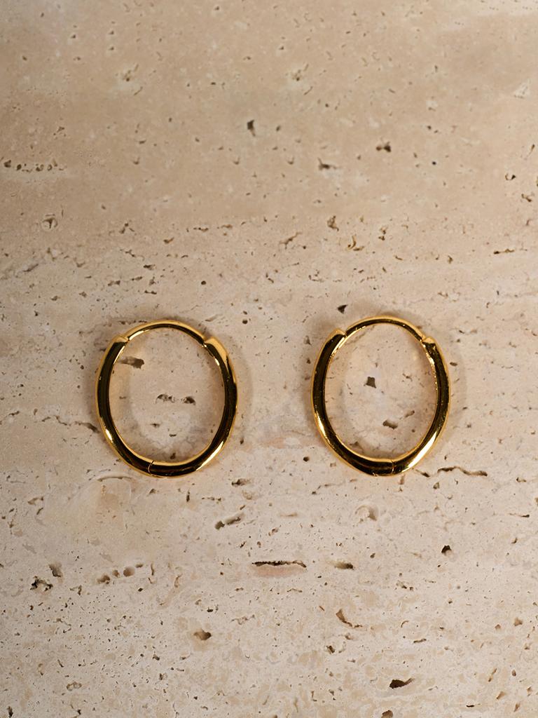 Hei [Sv925] Oval One-Touch Earring