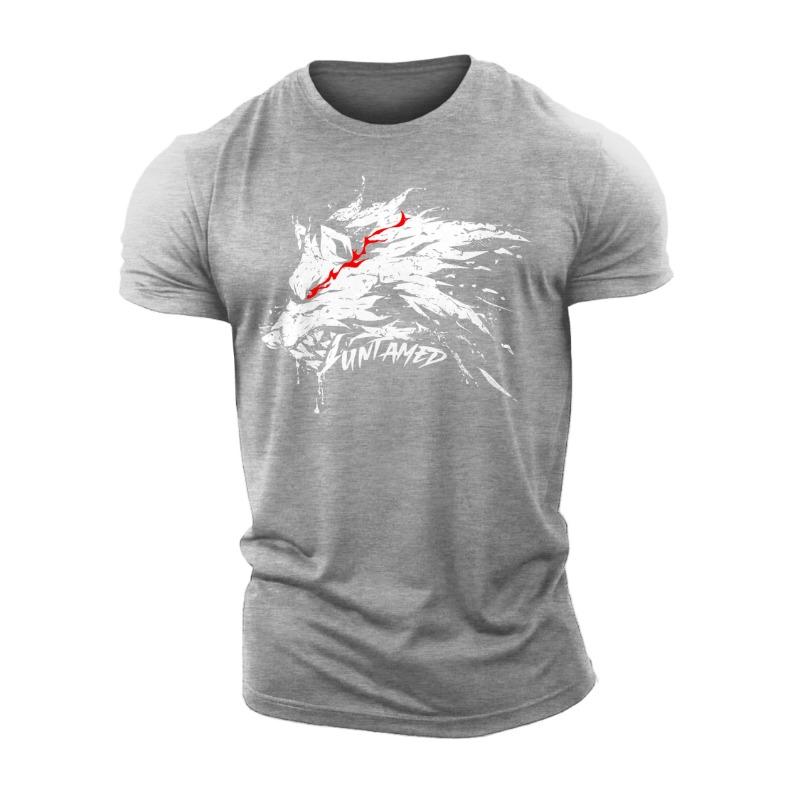 

Летняя 3D-печать Untamed Wolf Red Eyes Drip Gym Cotton Casual Men Short Sleeves Man Tough Guy T-Shirt 6XL