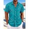 Men Colorful Geometric Print Short Sleeve Button Down Shirt