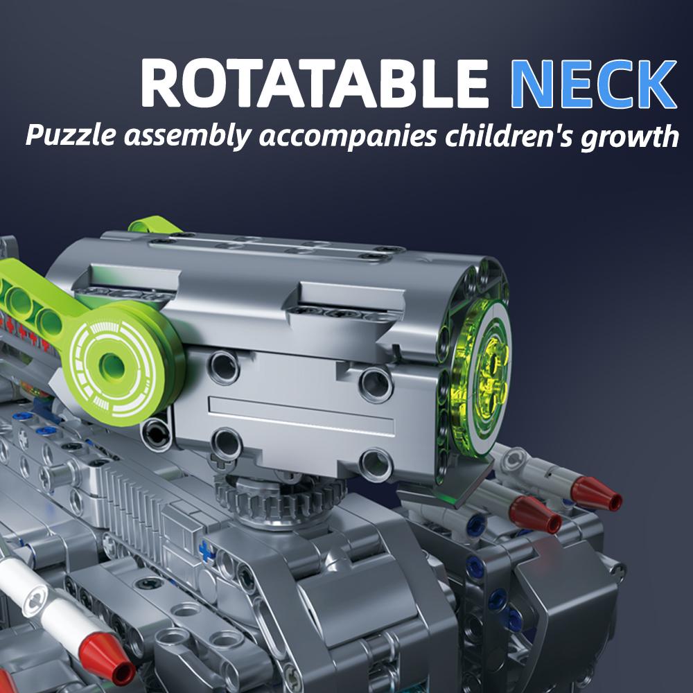 Cool Robotic Dog Rotatable Neck Mechanical Building Blocks Puzzle DIY Assembly Bricks Toy for Kid Birthday Holiday Gifts