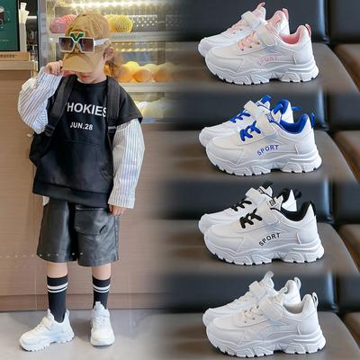 Jungen und Mädchen Leder Oberfläche Turnschuhe Casual Weiche Unterseite Weiße Schuhe Frühling und Herbst Neue Kinder Papa Schuhe