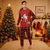 Christmas-print long-sleeve and long-pant matching family loungewear set