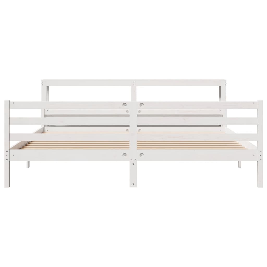 Bed Frame with Headboard Without Mattress White 200x200 cm