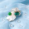 4 Styles Enamel Betta Fish Brooch Zinc Alloy Rhinestone Imitation Jade Pearl Lapel Pin Women Clothing Decor Lucky Jewelry Gift