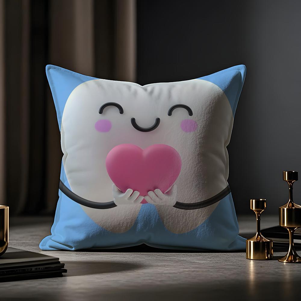 Cuscino per Divano Novità Clinica Dentale Dente Anime Federa Anti-acaro Cerniera Invisibile Morbido Peluche Corto