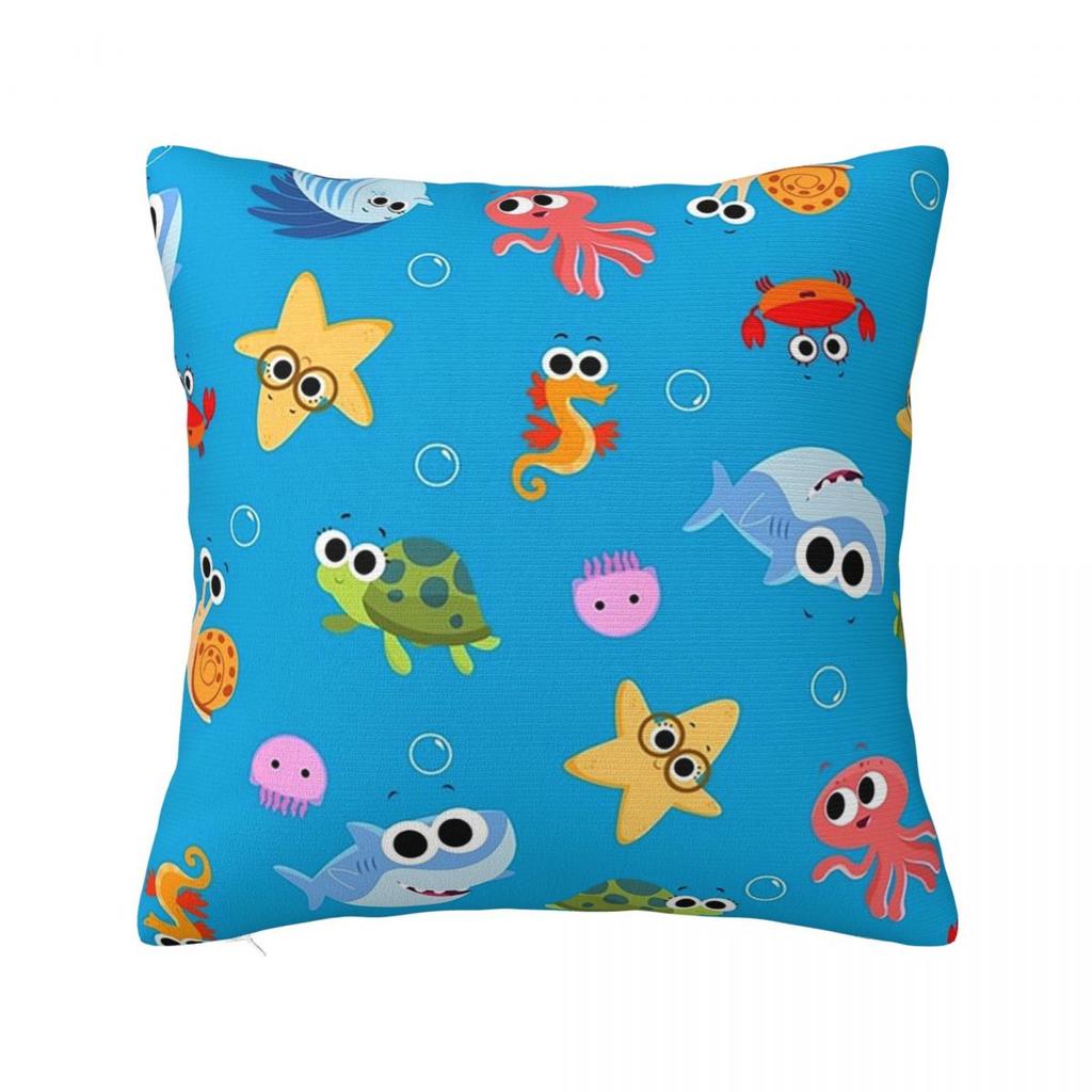 Finny The Shark Square Pillowcase Pillow Cover Polyester Cushion Decor Comfort Throw Pillow for Home Sofa