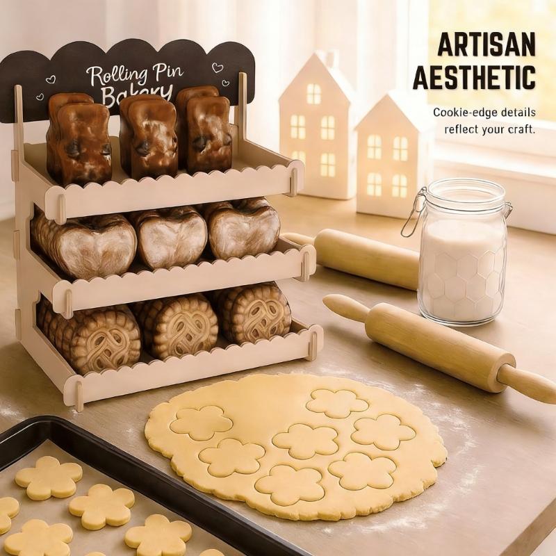 Wood Cake Stand With Sturdy Thick Base And Customes Chalkboard For Secure Dessert Presentation In Parties And Cafes