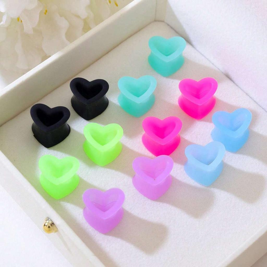 2pcs Heart Shaped Silicone Ear Plugs, Multi-Color, Material, Sexy Body Piercing Jewelry, Suitable for Women & Men, Great Gift for Birthday