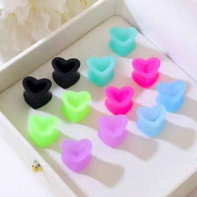 2 Piezas de Tapones para los Oídos de Silicona en Forma de Corazón, Multicolor, Material, Joyería Sexy para Piercings Corporales, Adecuado para Mujeres y Hombres, Gran Regalo para Cumpleaños