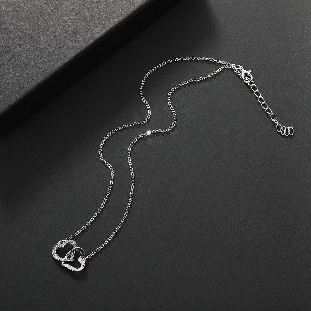 Elegantes Doppelherz Halsketten Schmuckset - Leichte Luxus Brautkollektion