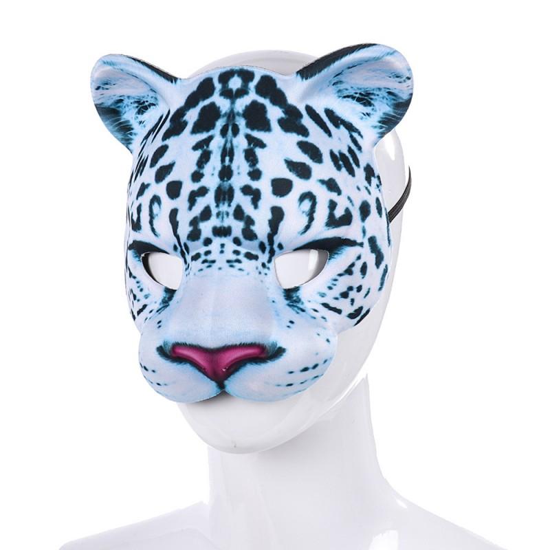 Half Face Snow Leopard Animal Mask Halloween Easter Mardi Gras Costume Party Masquerade