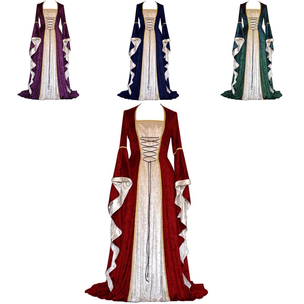 Sophisticated Long Sleeve Renaissance Dress For Cosplay And Historical Reenactments