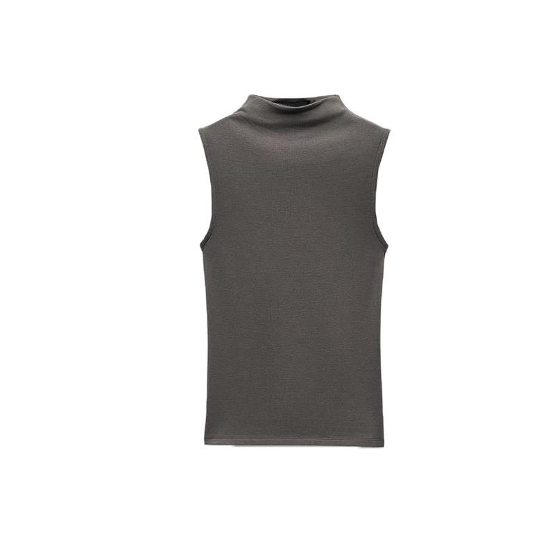Spring New Women's Clothing Casual Stand Collar Cotton and Modal Blended T-shirt Sleeveless Tops 3641842