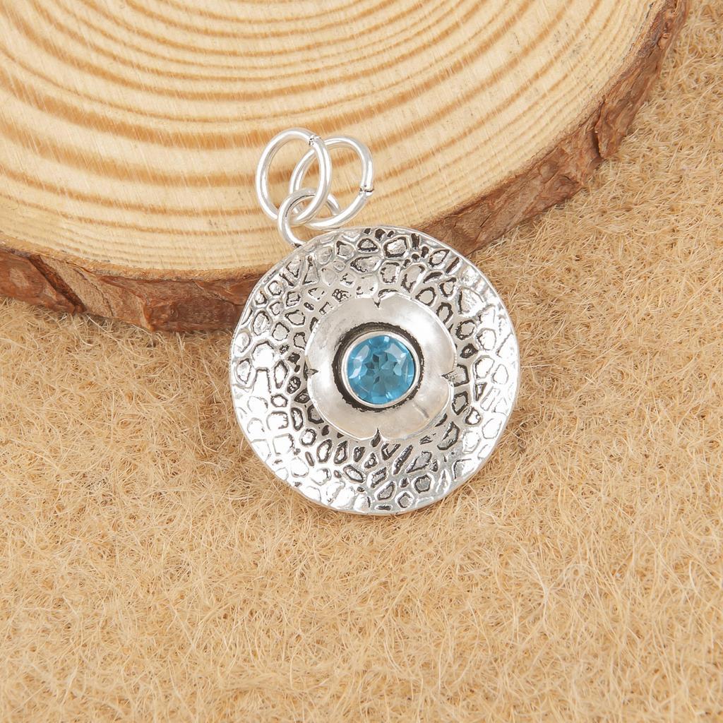 Swiss Blue Topaz 925 Sterling Silver Pendant Jewelry, Handmade Gorgeous Silver Pendant, Topaz Gemstone Spiritual Jewelry For Love