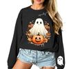 Unisex Halloween Print Long Sleeve Neck Pullover Sweatshirt, Lightweight Casual Top for Men and Women