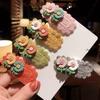 5Pcs Kids Hairpin Knitted Flower Decor Side Bang Hair Clips Gentle Non-Pulling BB Clips Birthday Party Hair Accessories