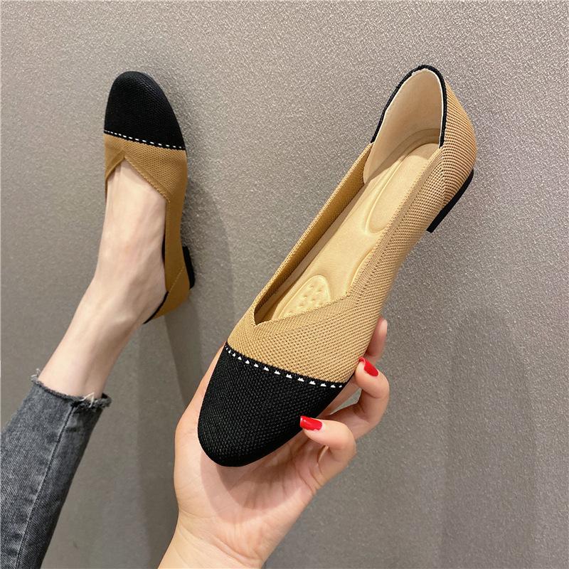 Neue lässige Doudou-Schuhe mit flachem Boden, fly-gewebte Damenschuhe, Einzelne Schuhe, atmungsaktiv, verschleißfest und rutschfest