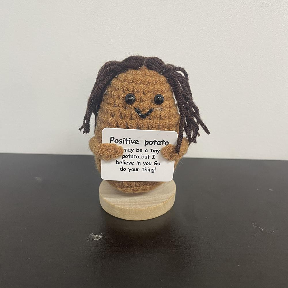 New Handmade Knitting Panda Doll With Card Ornament Home Decoration Mini Funny Positive Potatoes Room Decor Christams Gifts