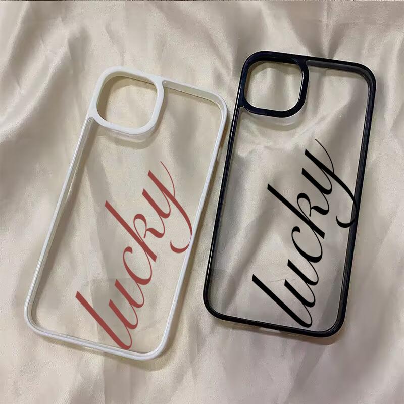 Lucky Cursive Letter Phone Case for iPhone 16 17 Pro Max 15 Pro 14 Plus 13 12 11 7 8 Plus SE 2022 Shockproof Cover