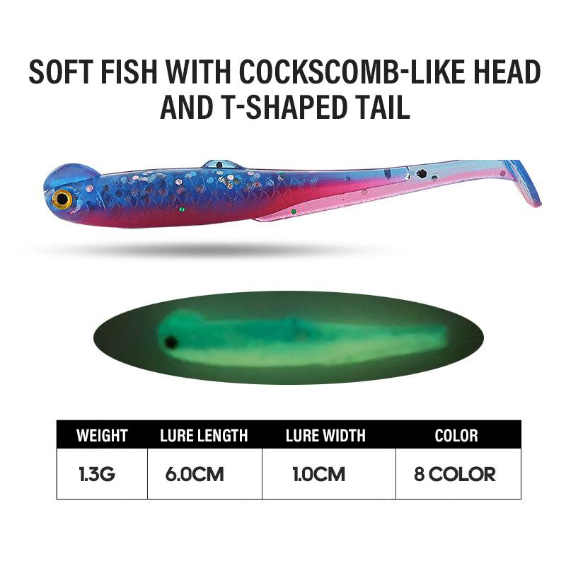 15PCS Fishing Lures 6cm 1.3g PVC Soft Bait T-Tail Swimbait Wobblers Slow Sinking Artificial Lure Pike Bass Fishing Tackle Pesca