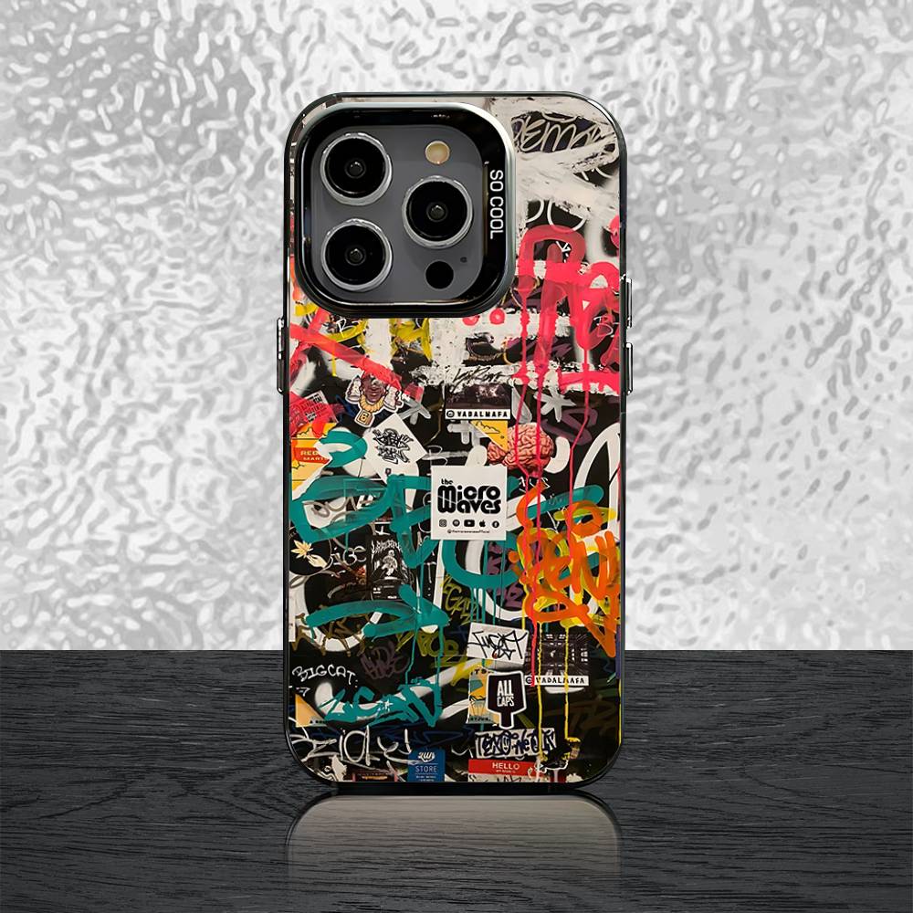 Cool Colorful Graffiti Phone Case For iPhone 16,15,14,13,12,11,Pro,XS,Max,Plus,Mini,SE Black Candy Matte Shockproof Cover