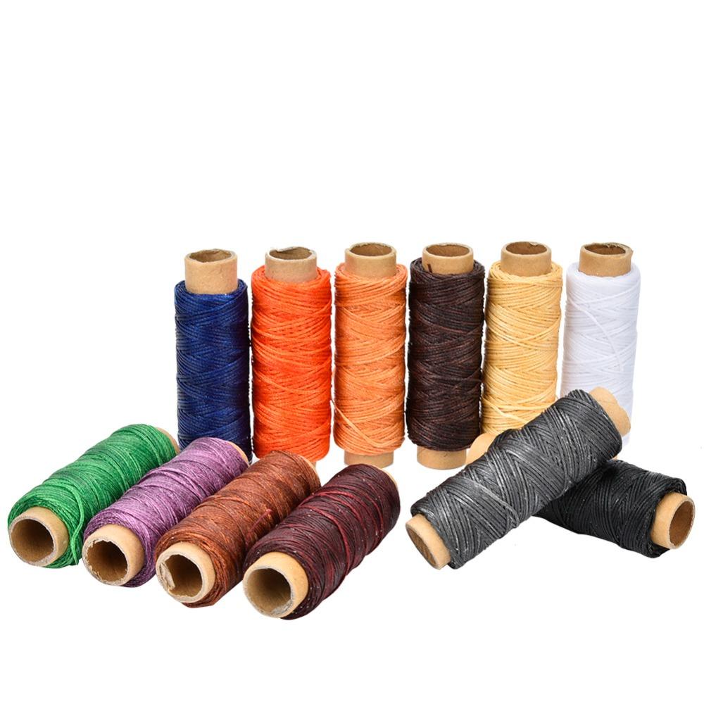 12pcs 55 Yards Per Spool Waxed Thread 150D Hand Stitching Thread Braided Flat Thread  Shoe Repairing