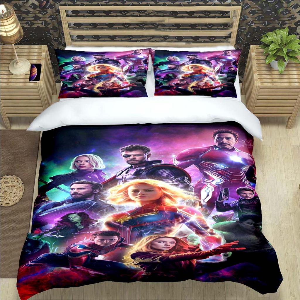 Fashion Superhero A-Avengers Print Bedding Set Duvet Cover Comforter Bed  Youth Kids Girl Boys Luxury Birthday Gift