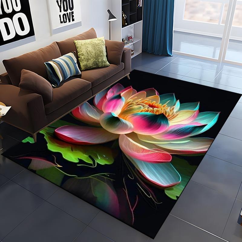 Lotus Flower Carpet for Living Room Home Decoration Sofa Table Big Area Rugs Bathroom Non-slip Floor Mats Bedroom Bedside Carpet