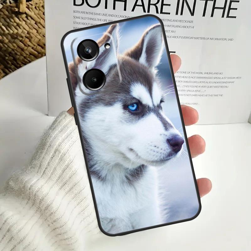 Animal Husky puppy Case For Realme C55 C53 C51 C35 C33 C30 C67 C21Y C25s C15 9 10 12 11 Pro Plus GT Neo5 Cover