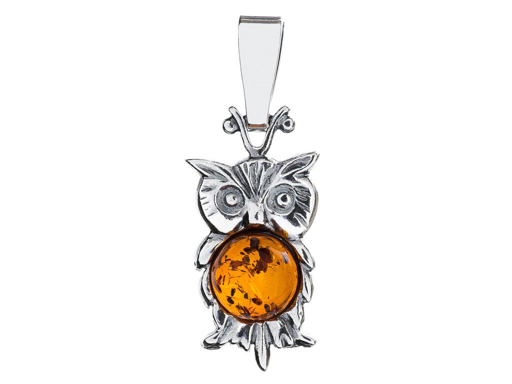 Silver Lizard Pendant with Amber Women' Oxidized Silver Pendant