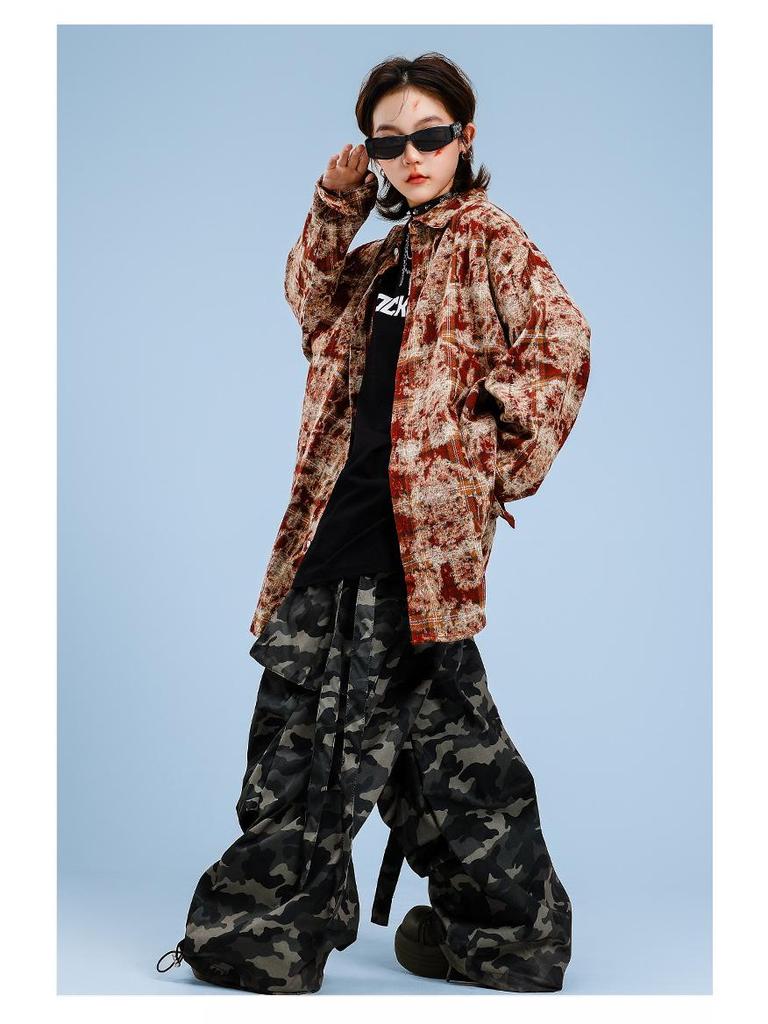 Trendiges Karomuster Streetdance Hip Hop Outfit Set für Kinder Jungen & Mädchen