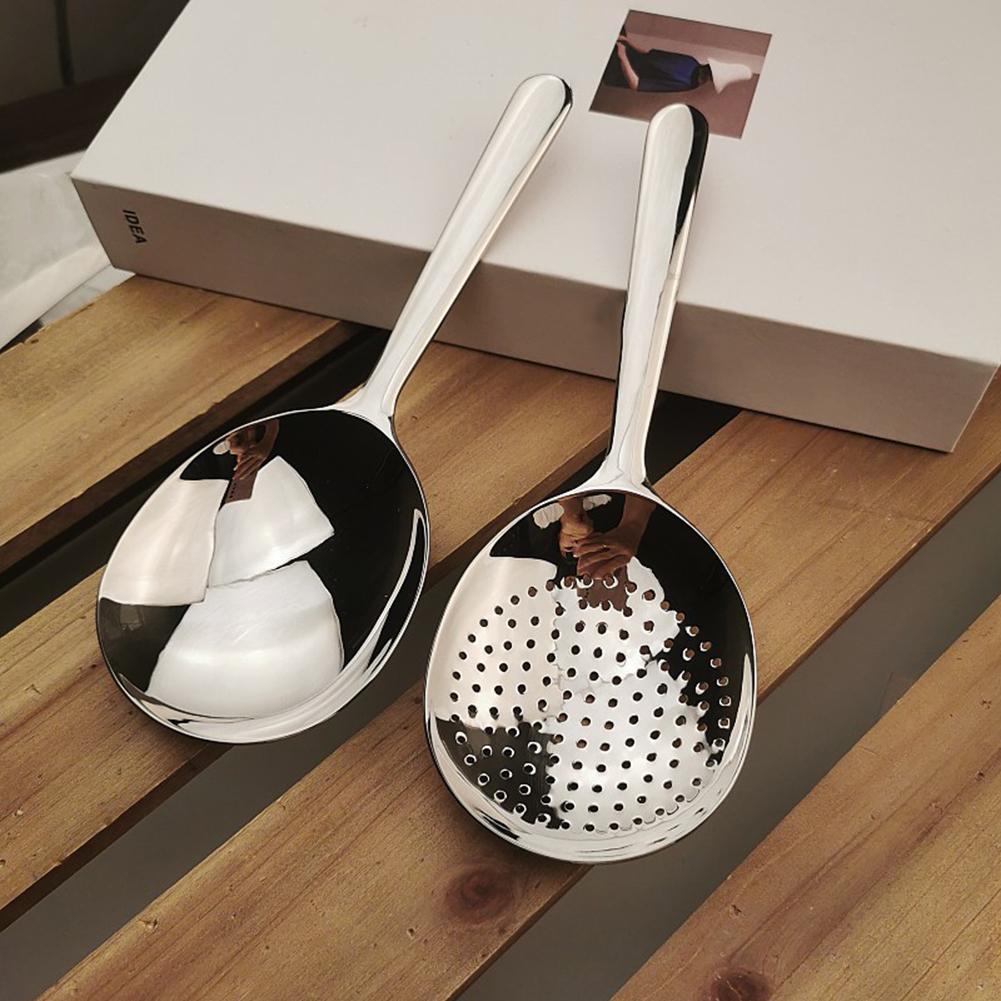 Short Handle Stainless Steel Ladle and Strainer Set for Food Serving and Separation at For Home and Restaurant