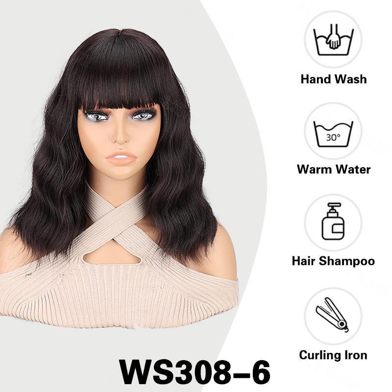 MERISIHAIR Synthetische Welle Kurze Bob Perücken Mit Pony Hitzebeständig Perücken Für Frauen Cosplay Tragen