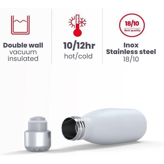 Bouteille Isotherme - IBILI - Aveiro - 350 ML - Acier Inoxydable - Double Paroi