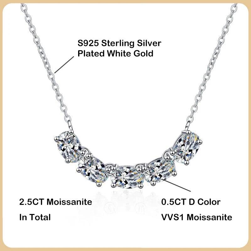 

Новое настоящее сертифицированное GRA ожерелье с подвеской из муассанита 2,5 карата для женщин, вечерние ювелирные изделия S925, серебряные бриллиантовые цепочки на шею, ожерелья 21cm-50cm&2.5 Carat