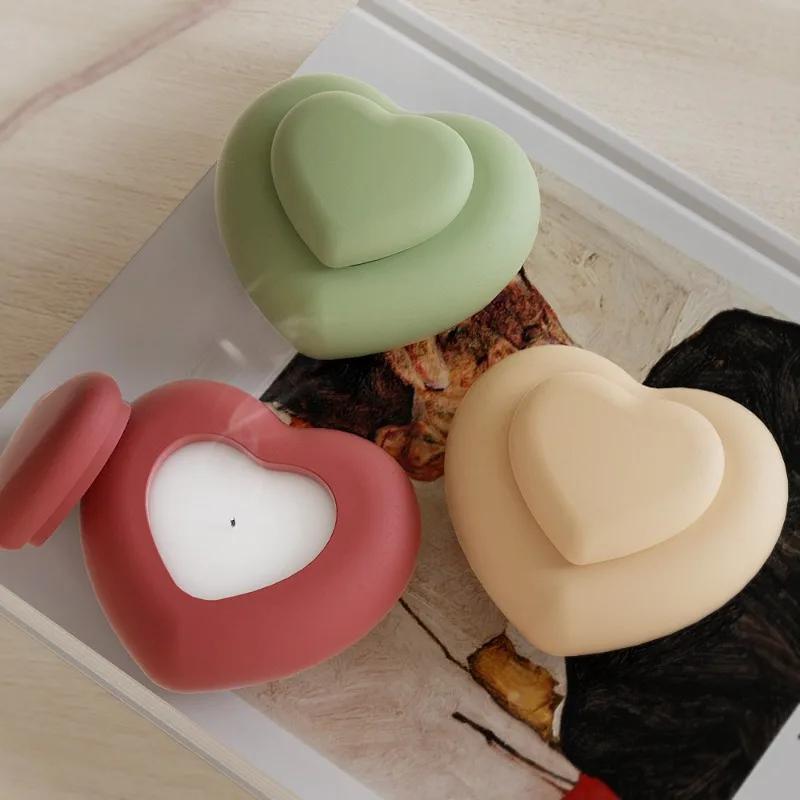 Molde de Silicona con Forma de Corazón de Amor Vela de Aromaterapia Resina Epoxi Yeso Jabón Molde Suministros para Fabricación de Manualidades Hechas a Mano