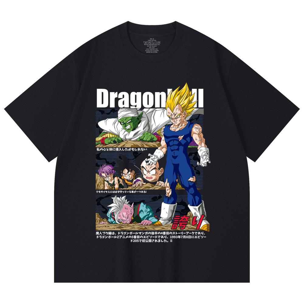 230 Gsm 100% Cotton Dragon Ball V6 Majin Vegeta Print Unisex Heavy Cotton T Shirt