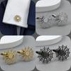 Silver Spider Web Hollow Gold-plated Cufflinks, French Shirt Cuff Accessories In Black, Matching with Men's Suits