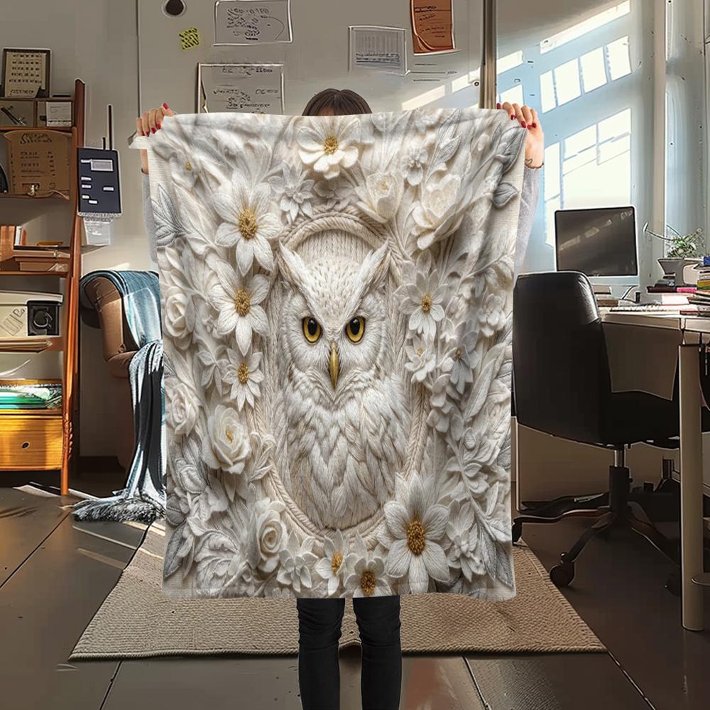 1Pc owl Print Flannel Blanket, High quality Comfortable for All Seasons, Home Decor, Warmth and Comfort, Perfect for Christmas Gifts W67