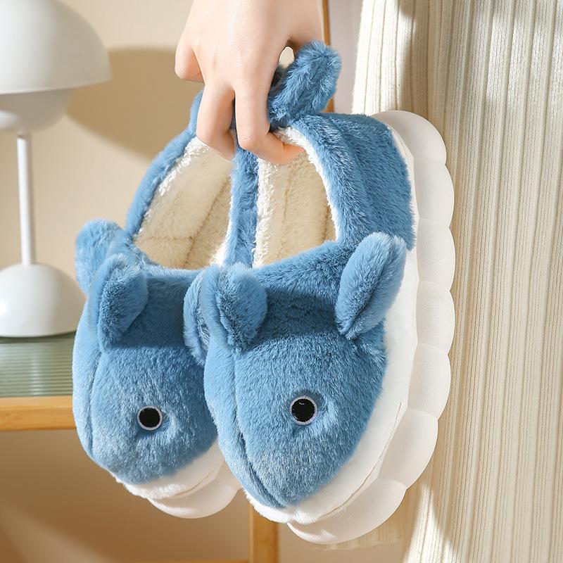 

Cotton slippers women spring and autumn home use winter indoor non-slip home warmth couple winter plush men 42-43 [Suitable for usual 41-42]