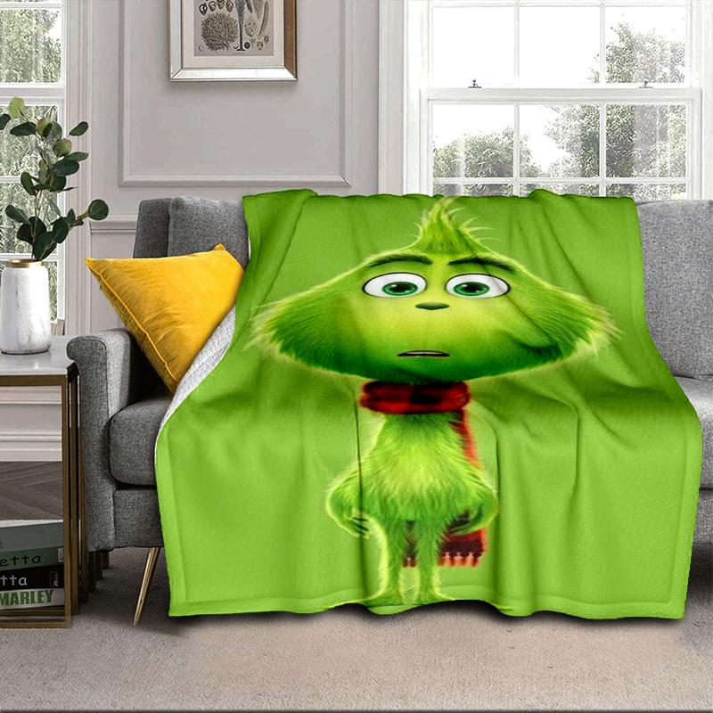 Green Monster Christmas Spirit Blanket Flannel Blanket for Bed, Sofa, Camping, Hiking, Picnic Essentials, Gift for Family Fan Gifts