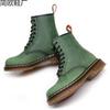 High Top Crazy Horse Green Motorcycle Boots Women's Classic Retro Short Boots Men's and Women's Leather Boots