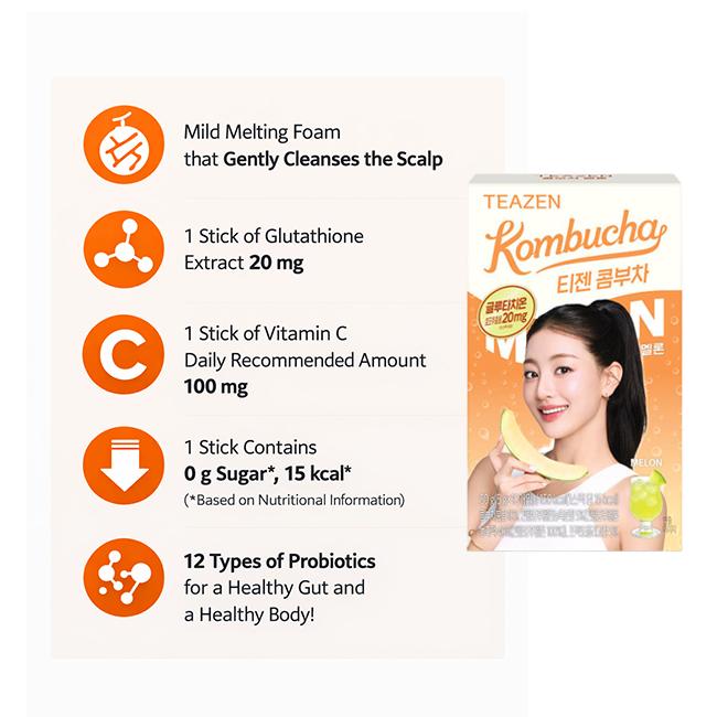 Teazen Kombucha Melon Glutathione 30 Sticks, Plum Alpha-CD 30 Sticks (12 Options)