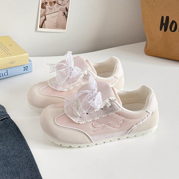 Little white shoes women's net shoes 2025 new summer breathable mesh soft sole not tired feet lace versatile skirt casual shoes