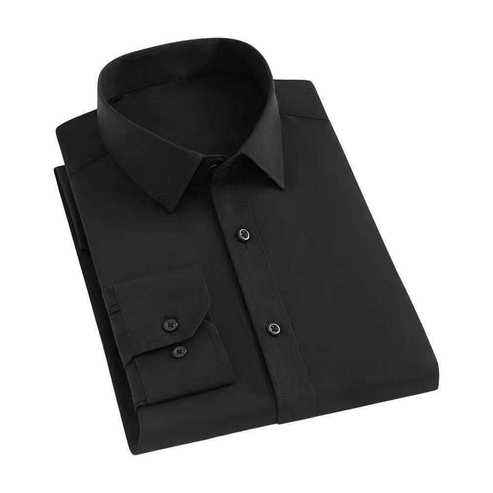 Menn vår høst kjole skjorte turn-down krage ren farge lange ermer Single-breasted formell cardigan kontor business topp