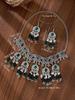 Retro Exotic Style Necklace and Earrings Jewelry Set with Multiple Oval Bead Strands