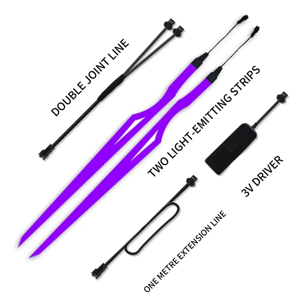 Motorcycle Helmet Cold Light Mod Kit Flashing Stripe Luminous Sticker LED Night Riding Lights Motorcycle Helmet Decoration