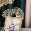 (Warehouse Folded Shipping) 68CM Simulation Plastic Mesh Pattern 3 Forked Golden Fan Shaped Ginkgo Leaf (White and